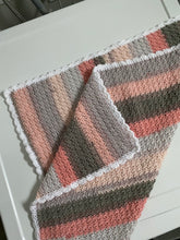 Load image into Gallery viewer, Pink/Gray Baby Blanket with Lace Trim