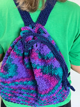 Load image into Gallery viewer, Blue Multi-Colored Drawstring Backpack