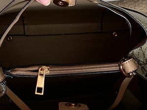 Beige Bucket Drawstring-look 2pc Handbag
