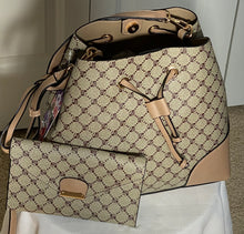 Load image into Gallery viewer, Beige Bucket Drawstring-look 2pc Handbag