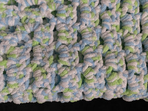 Blue/Green Bulky Crochet Granny Square Baby Blanket
