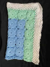Load image into Gallery viewer, Blue and Green Crochet Swirl Baby Blanket or Lap Blanket