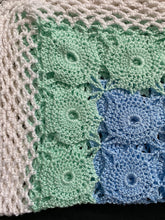 Load image into Gallery viewer, Blue and Green Crochet Swirl Baby Blanket or Lap Blanket