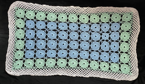 Blue and Green Crochet Swirl Baby Blanket or Lap Blanket