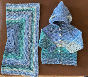 Solid Granny Square Crocheted Baby Blanket