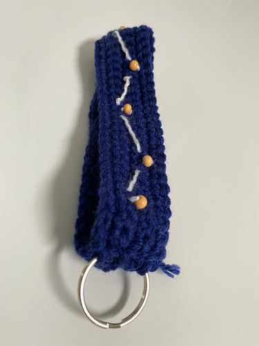 Navy Blue Beaded Wrist Key Chain