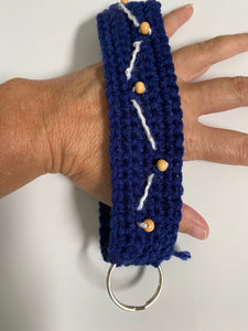 Navy Blue Beaded Wrist Key Chain