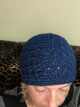 Load image into Gallery viewer, Blue X Crochet Stocking Hat