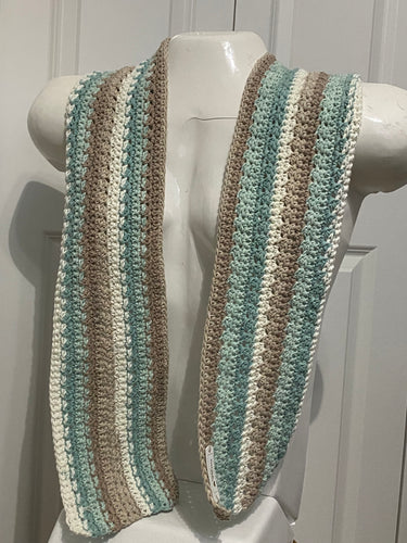 Lovely Teal/Tan Crochet Scarf