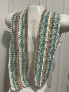 Lovely Teal/Tan Crochet Scarf