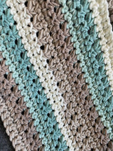 Load image into Gallery viewer, Lovely Teal/Tan Crochet Scarf
