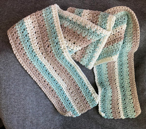 Lovely Teal/Tan Crochet Scarf