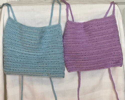 Crop Spagetti Strap Halter Top Crochet Shirts