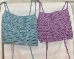 Crop Spagetti Strap Halter Top Crochet Shirts