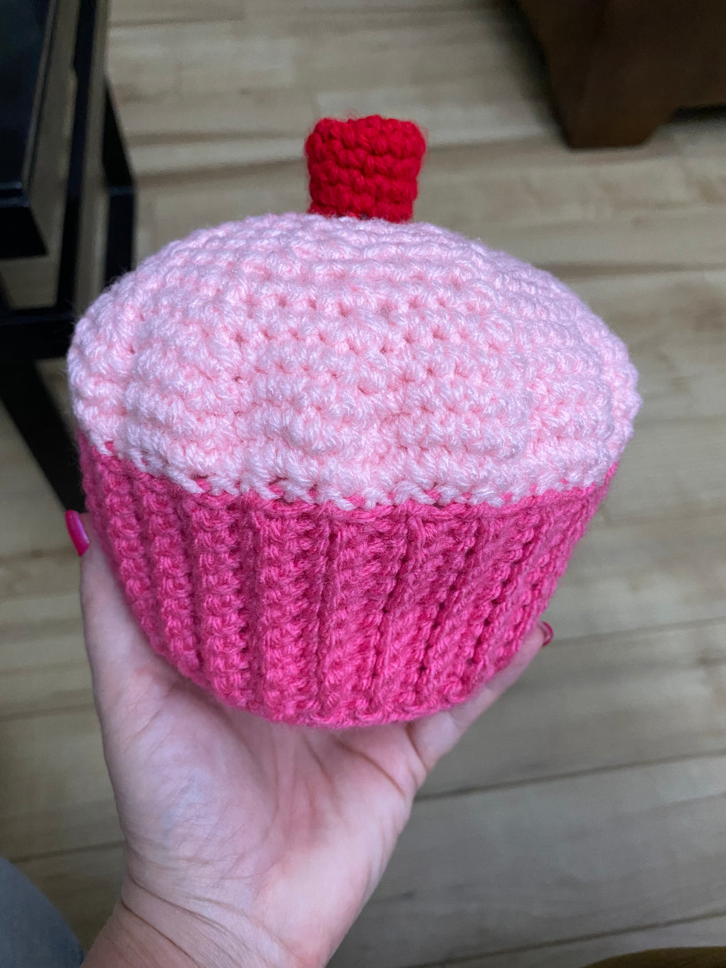 Stuffed Pink Crochet Cupcake