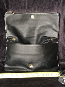 Silver/Black Leopard Clutch W/ Gold chain removeable strap