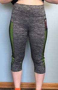 Green Striped ¾ Length Leggings