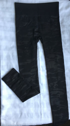 Black Camouflage Print Full Length Leggings