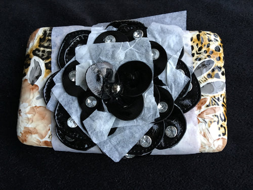 Black Flowered Animal Print Wallet