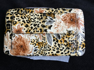 Black Flowered Animal Print Wallet