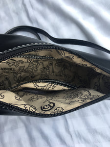 Solid Black Leather Small Handbag