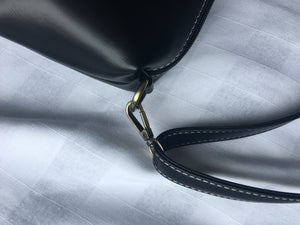 Solid Black Leather Small Handbag