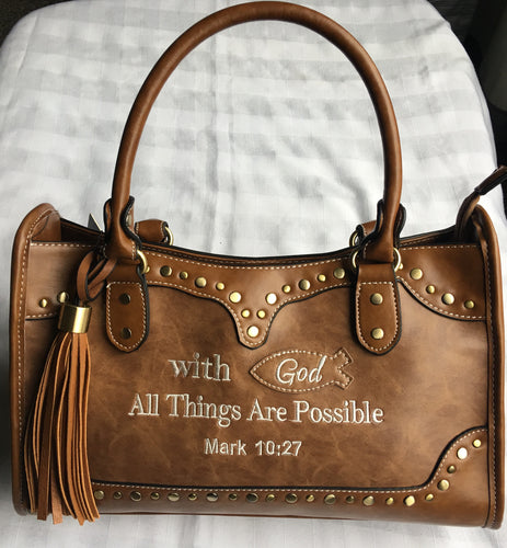 With God…Tan Western Style Handbag