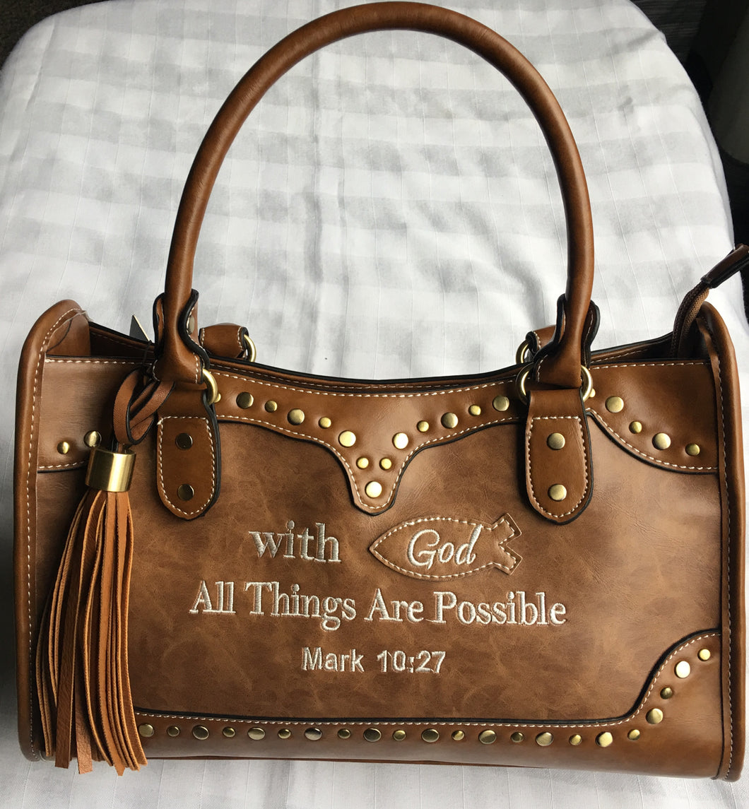 With God…Tan Western Style Handbag