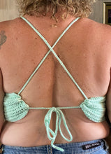 Load image into Gallery viewer, Seafoam Crocheted Spaghetti Straped Halter Top Shirts