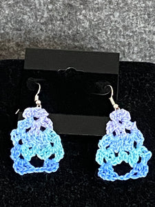 Multi-Colored Crochet Triangular Silver Plated Fishhook Earrings
