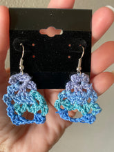 Load image into Gallery viewer, Multi-Colored Crochet Triangular Silver Plated Fishhook Earrings