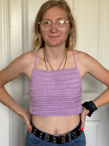 Crop Spagetti Strap Halter Top Crochet Shirts