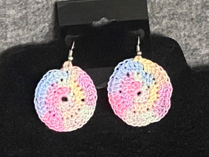 Pastel Rainbow Rounds Silver Plated Fishhook Earrings