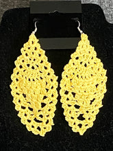 Load image into Gallery viewer, Yellow Crochet Pineapple Silver Fishhook Earrings