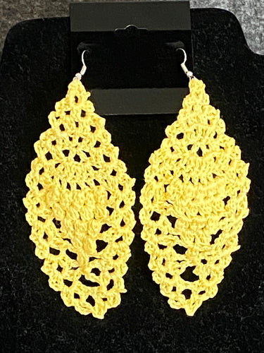 Yellow Crochet Pineapple Silver Fishhook Earrings