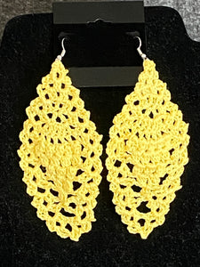 Yellow Crochet Pineapple Silver Fishhook Earrings