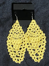 Load image into Gallery viewer, Yellow Crochet Pineapple Silver Fishhook Earrings