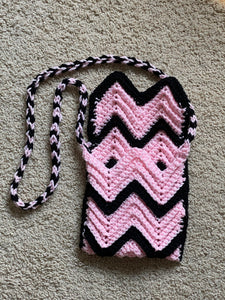 Pink Chevron Crossbody Cell Phone Sling