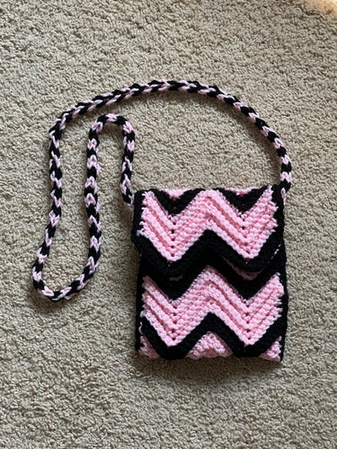 Pink Chevron Crossbody Cell Phone Sling