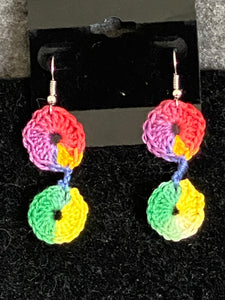 Rainbow Wheel Chain Silver Plated Fishhook Earrings