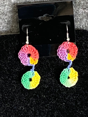 Rainbow Wheel Chain Silver Plated Fishhook Earrings