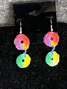 Rainbow Wheel Chain Silver Plated Fishhook Earrings