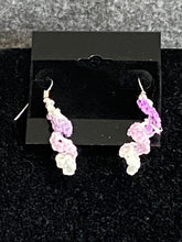 Load image into Gallery viewer, Spiral Lavendar/White Crochet Silver Fishhook Earrings