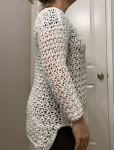 Load image into Gallery viewer, Snow Sparkle White Crochet Pullover Sweater