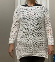 Load image into Gallery viewer, Snow Sparkle White Crochet Pullover Sweater