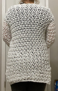 Snow Sparkle White Crochet Pullover Sweater