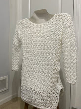 Load image into Gallery viewer, Snow Sparkle White Crochet Pullover Sweater