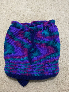 Blue Multi-Colored Drawstring Backpack