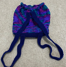 Load image into Gallery viewer, Blue Multi-Colored Drawstring Backpack