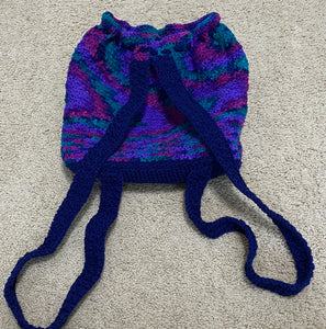 Blue Multi-Colored Drawstring Backpack